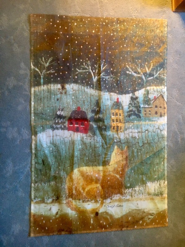 REDUCED AGAIN!  Snowy Day Ginger Cat Outdoor/Garden Flag