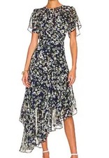 ASTR The Label Dress Midi Asymmetrical Floral Navy Romantic Boho Feminine Small