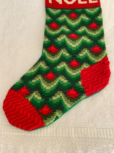 Vintage Completed Crewel Christmas Stocking NOEL - Picture 3 of 4