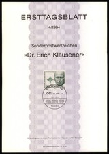 BERLIN ETB ERSTTAGSBLATT 1984/04 DR. ERICH KLAUSENER - POLITIK KATHOLISCH