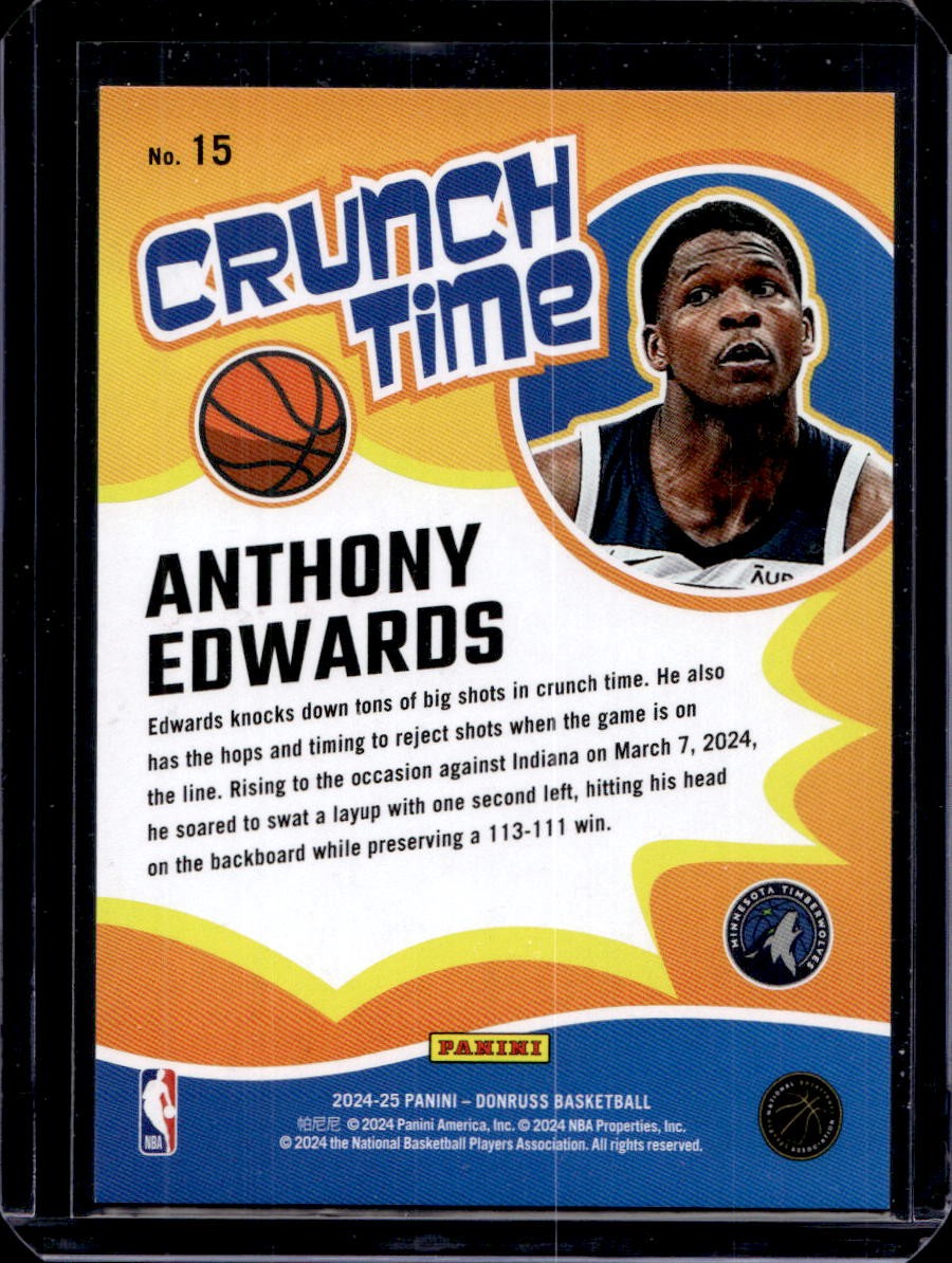 Anthony Edwards 2024-25 Donruss #15 Crunch Time Blue Stars /99 | eBay