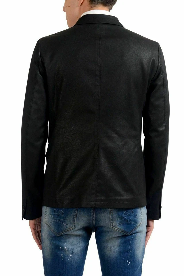 Just Cavalli Men's Wool Shiny Black Two Button Blazer US 38 IT 48 - Image 3 of 4