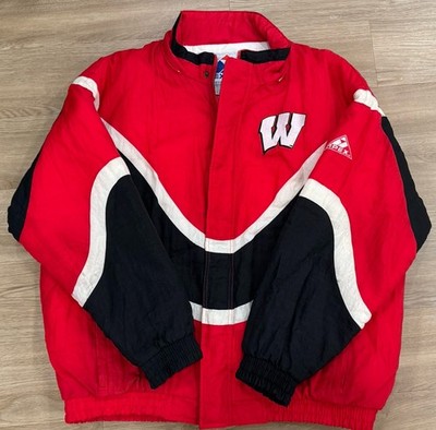 Vintage Wisconsin Badgers Mens Jacket Xtra Large Red Black Apex One Sports NCAA