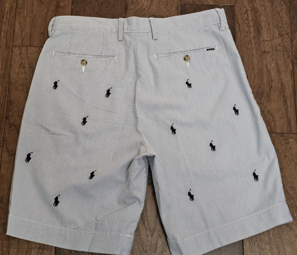 NWOT Polo Ralph Lauren Men's Blue All Over 9" Pony Classic Fit Chino Shorts - Image 4 of 4