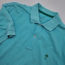 Lilly Pulitzer Men Jack Polo Shirt Aqua Blue Palm Tree Logo Medium Cotton Blend