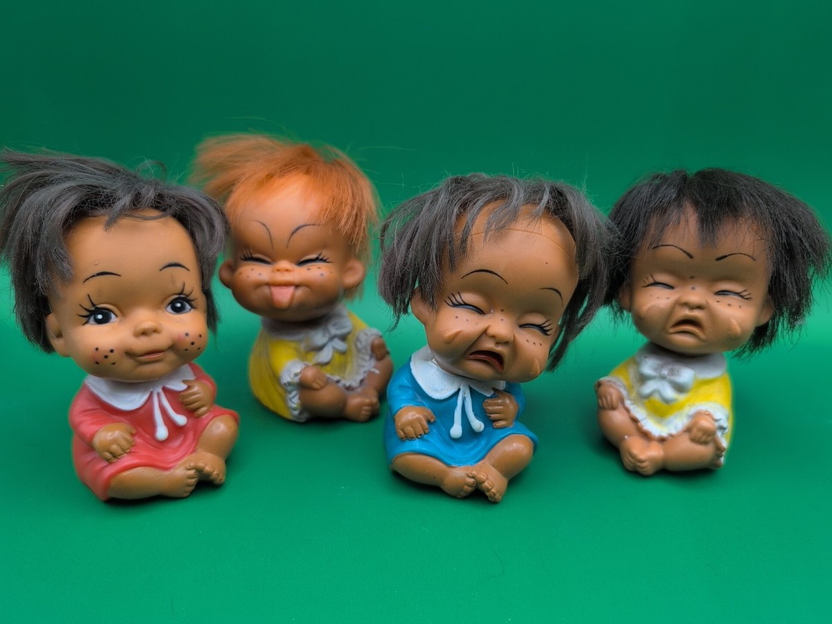 Vintage 1960s Moody Cutie 3.5” Sitting Dolls (Lot of 4) Made in