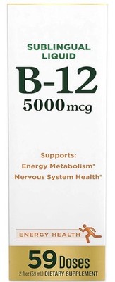 Nature's Bounty B12 5000mcg Sublingual Liquid Energy Metabolism Great Results