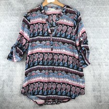JS Millenium Tunique Haut Femme S Multicolore Paisley Bohème Manches 3/4 Col V