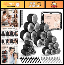 50 Pcs Self-Grip Hair Rollers Set - Jumbo Curlers for All Hair Types, 4 Sizes