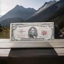 RARE 1963 5 Dollar US Bill Red Seal PRINTING ERROR Front Printed Far RT Back Ok