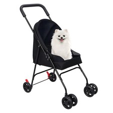 4 Wheels Pet Stroller,Foldable Puppy Cage Jogger Stroller, Sun Cover Breathable