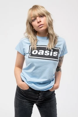 Oasis T Shirt Decca Band Logo Nue offiziell damen Skinny Fit Light Blau - Bild 1 von 4