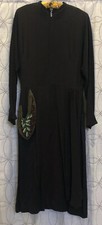 Exceptional 1940  s Vintage Black Jersey Dress w/Finely Beaded Pocket