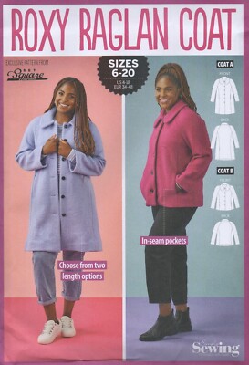 Simply Schnittmuster für Roxy Raglan Mantel, Prinzessin Nähte Decke Gr. 6-20