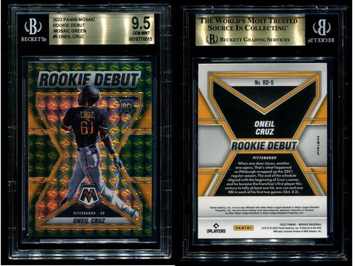 Oneil Cruz 2021 Panini Mosaic Rookie Debut Mosaic Green #5 BGS 9.5 - Bild 1 von 3