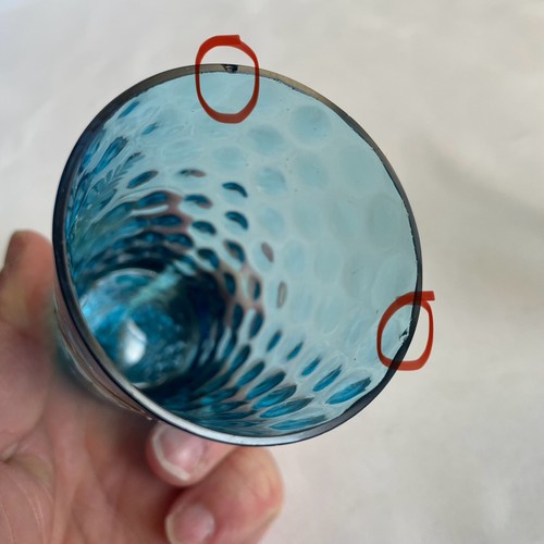 Antique Moser Bohemian Fern Blue Thumbprint Enamel Glass Pitcher & 4 Tumblers - Picture 19 of 20