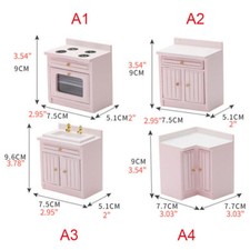 1:12 Kitchen Dollhouse Miniature Wooden Furniture Cabinet Dollhouse Accessories