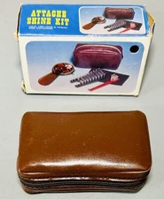 Vintage Attache Shine Kit Shoe Shine Kit Zip Case  in Original Box Travel Size