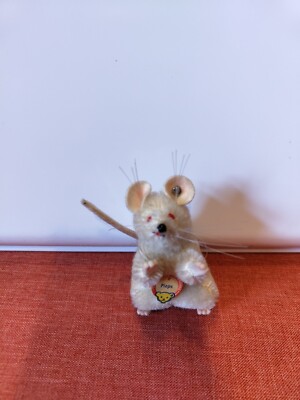 Steiff Original Stofftier Pieps Maus alt Vintage rote Augen