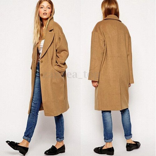 Ladies Winter Oversized Dust Coat Long Wool Thicken Trench Jacket Parka Outwear - Picture 2 of 8