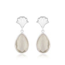 Crystal Quartz Gemstone 925 Sterling Silver Designer Dangle Earrings Jewelry
