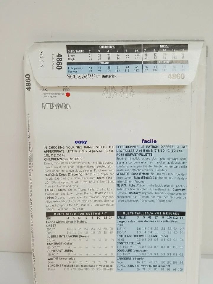 See and Sew 4860 Style Girls Dress Easter Sun Dress You Pick Size. - Image 3 of 4