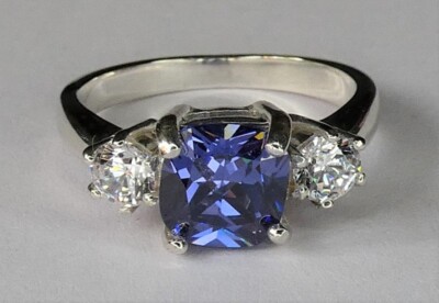 4.72ct Tanzanite And 0.20ct Diamonds, 14K White Gold Ring At