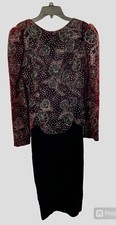 Vtg Scott McClintock Burgundy Velvet Gold Green glitter Whimsigoth Fairy MOB 8