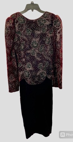 Vintage Scott McClintock Burgund Samt Gold Grün Glitzer Whimsigoth Fee MOB 8 - Bild 1 von 13