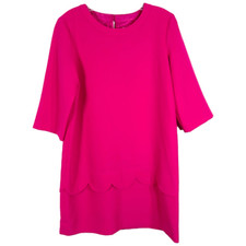Kate Spade Size 6 Dress Hot Pink Shift Mini Scalloped Crew Lined Keyhole 1352