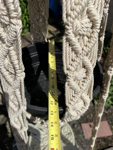 Vintage Large Macrame Hanging Table & Plant Hanger Retro Boho Decor 70s No Glass - Picture 15 of 23