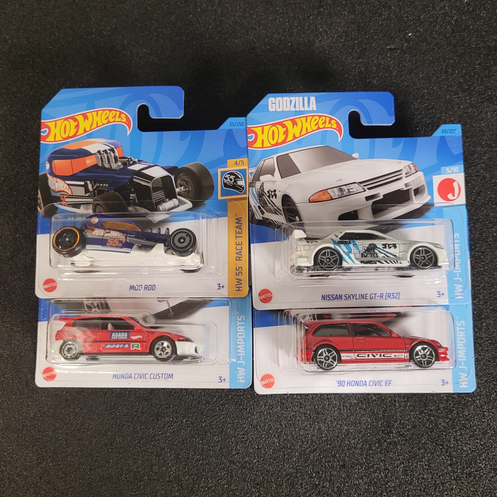 Lot 4 Hot Wheels 2023 Skyline Godzilla GT-R + Honda + Treasure Hunt Short  Card | eBay