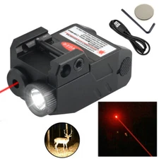 Rechargeable Combo Pistol LED Flashlight Red Laser Sight Fits 20mm Glock 17 19