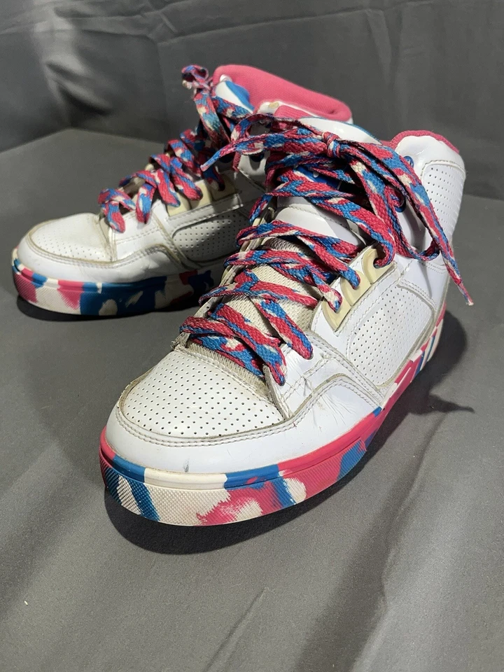 Osiris Zapatos Crooklyn Patinadora Niña Talla 4 Blanco Azul Rosa Zapatilla Alta LEER Foto 2 de 4