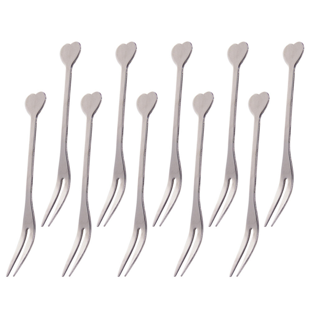 10 Pcs Small Fruit Forks Dinner Fork Two Pronged Fork Two Tine Fork Kitchen Fork