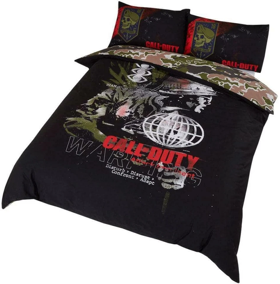 Call of Duty Warning Double Duvet Cover Official Bedding Set PS5 Xbox Gaming