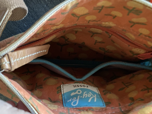 FOSSIL KEY-PER Bird Cage Canvas Hobo Shoulder/crossbody Handbag Tote Purse - Picture 11 of 14
