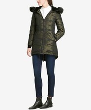 Dkny Faux-fur-trim Camo-print Parka Size Large New