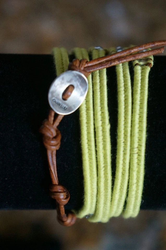 NUEVO Pulsera Chan Luu Hombres Mujeres Cristal Swarovski Amarillo Neón Algodón 5 Envolturas Foto 3 de 4