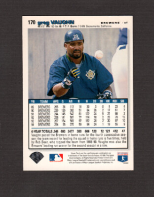 Baseball Card -Greg Vaughn - Brewers - Upper Deck -1995 - Card
