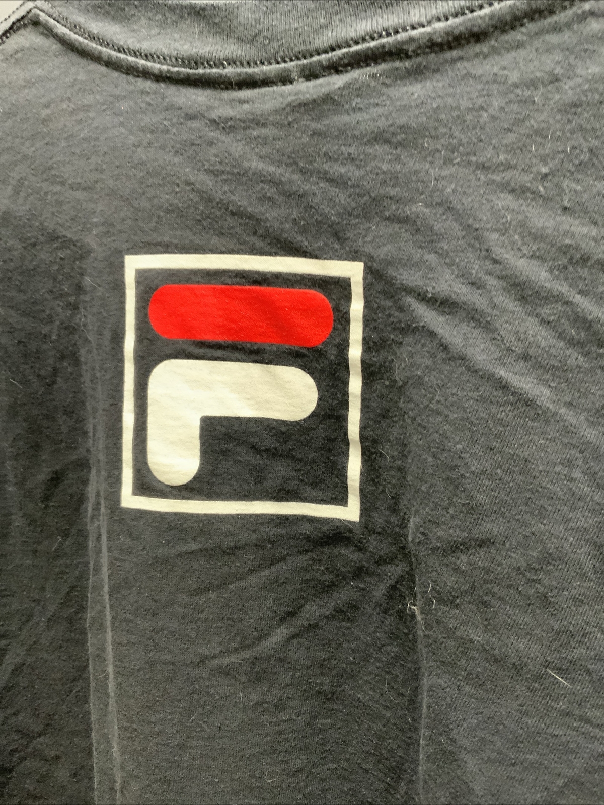 Camicia da uomo vintage Fila grande logo anni '90 vintage blu navy taglia large made in USA