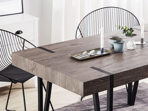 Robuster Esstisch mit industriellem Design 180x90 cm dunkelbraun/schwarz Adena - Bild 4 von 8