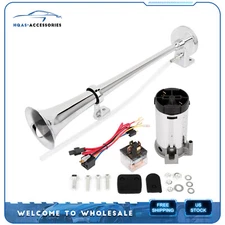 For Van Train Car Truck Boat 12V 150DB Single Trumpet Air Horn Compressor Kit