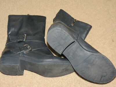 VGC Anne Klein iFlex Aklavinia zip-up black leather 8'' boots - womens 6 M