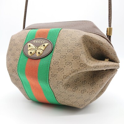 GUCCI GG Web Butterfly Mini Candy Crossbody Bag Brown