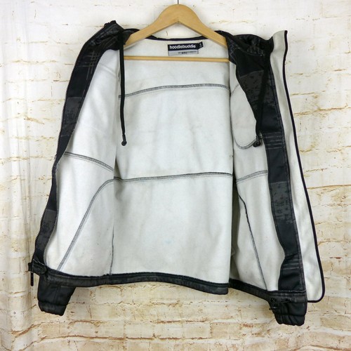 Hoodie Buddie Jacket Mens S Gray Distress Plaid Print HB3 Earbuds Zip Hoodie Y2K - Picture 13 of 15