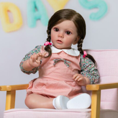 24inch Lifelike Reborn Doll Toddler Girl Handmade Vinyl Rebornpuppe Gift