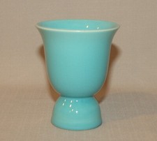 Vintage Double Egg Cup Teal Blue Flared Ceramic Made in USA