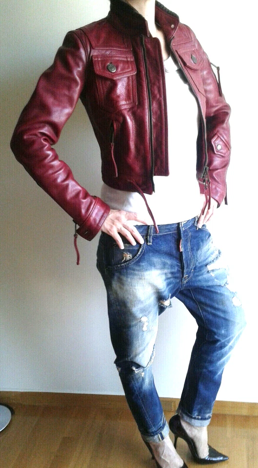 Authentic DSQUARED leather biker jacket mod.73PK005 size 40 - Image 3 of 4