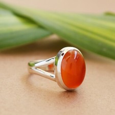 Carnelian Gemstone Ring 925 Sterling Silver Ring , Boho Ring, Gift For Her red